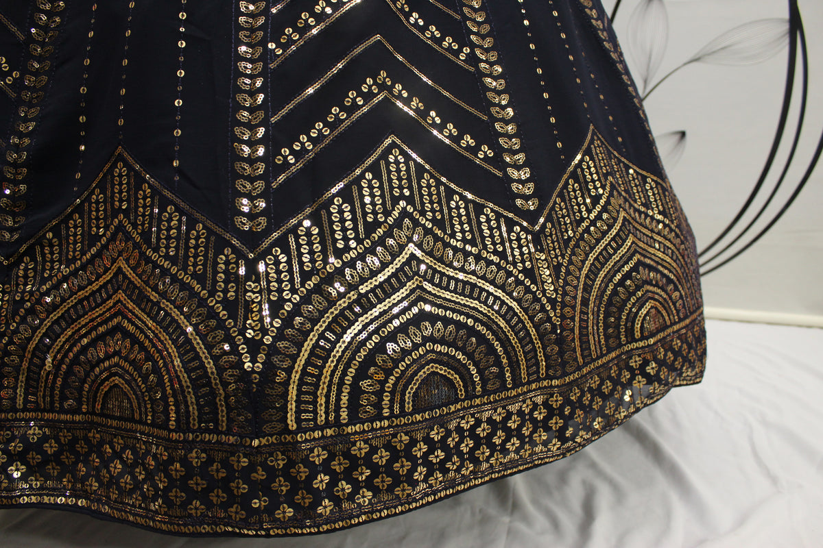 Navy Blue Color Designer Embroidered Sequince Work Lehenga Choli - Joshindia