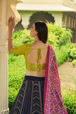 Navy Blue Color Designer Embroidered Sequince Work Lehenga Choli - Joshindia