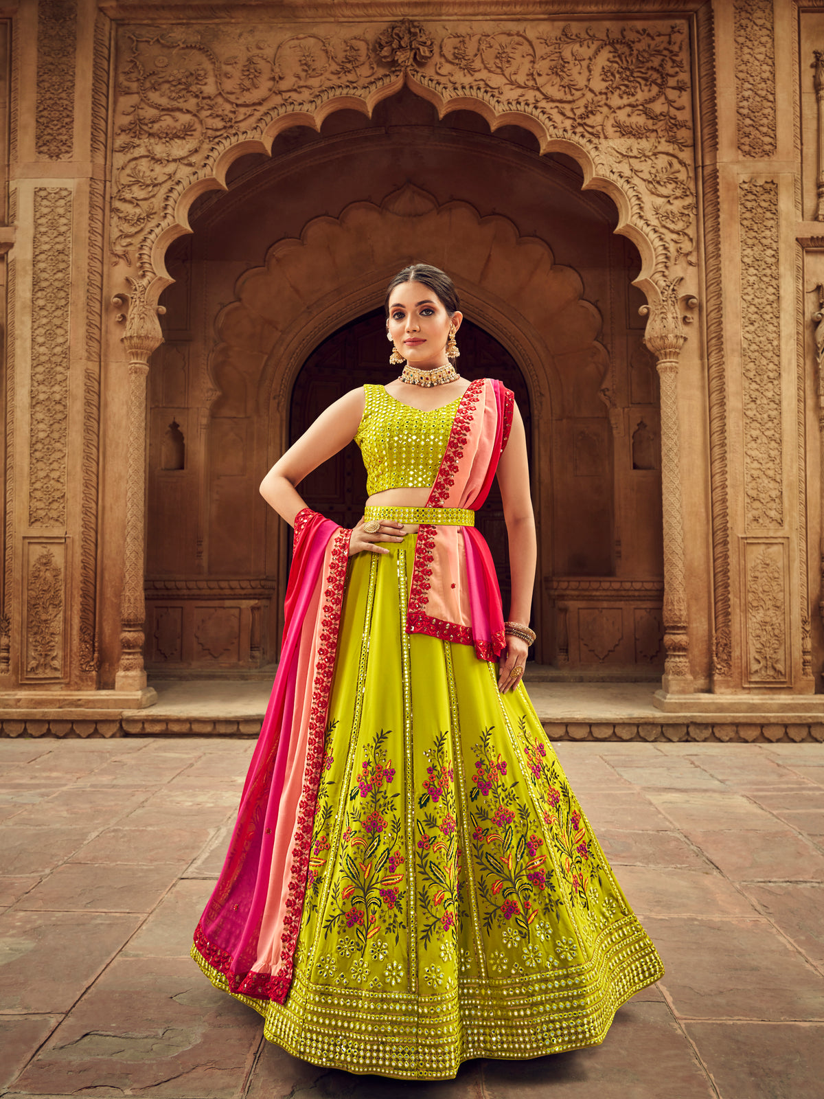 Fancy Flourecent Green Color Designer Lehenga Choli Buy Now - Joshindia