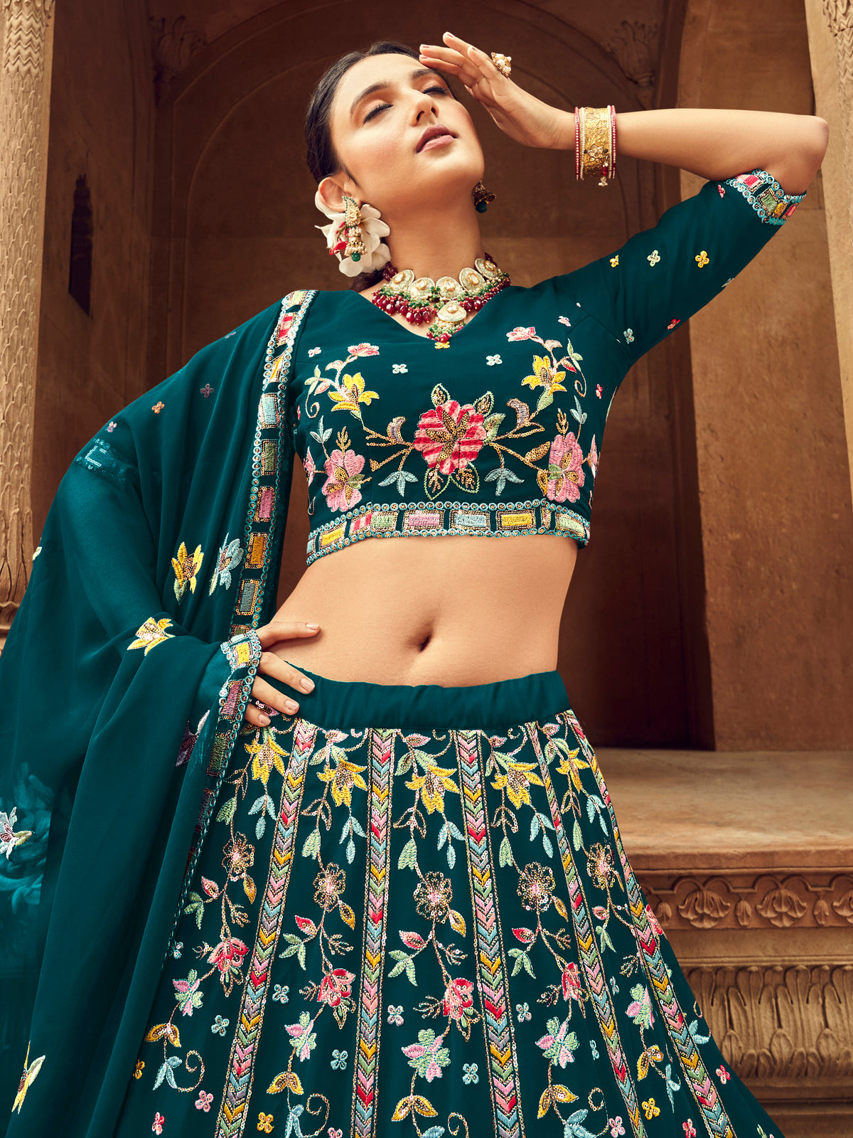 Trendy Teal Color Designer Lehenga Choli Buy Now - Joshindia