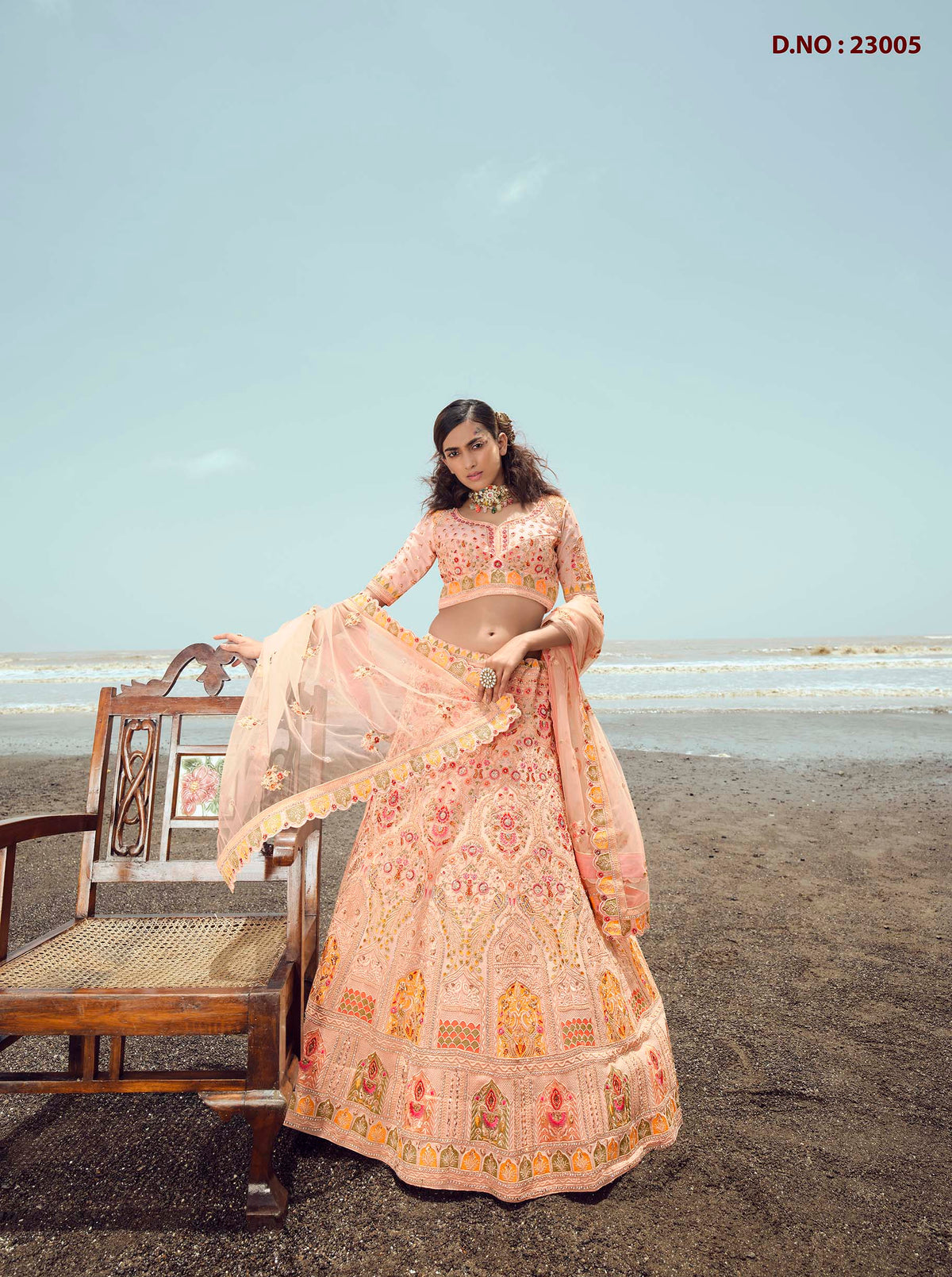 Designer Peach Color Lehenga Choli For Woman - Joshindia
