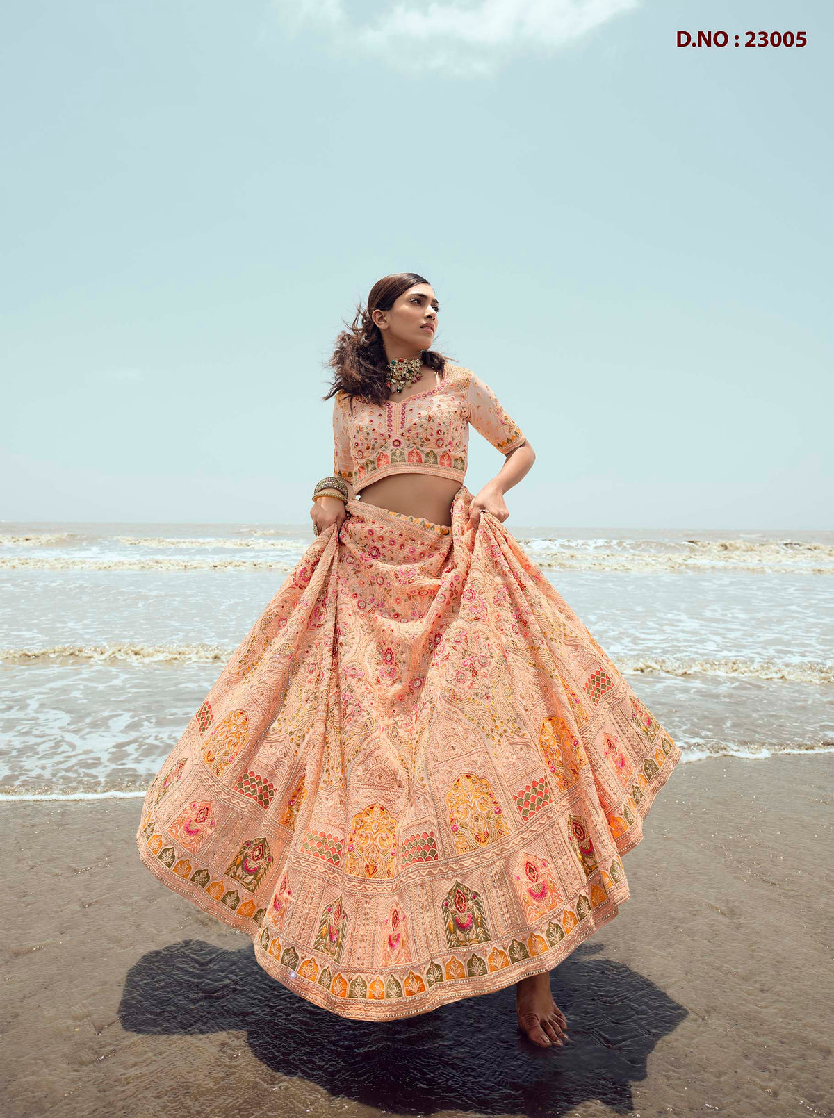 Designer Peach Color Lehenga Choli For Woman - Joshindia
