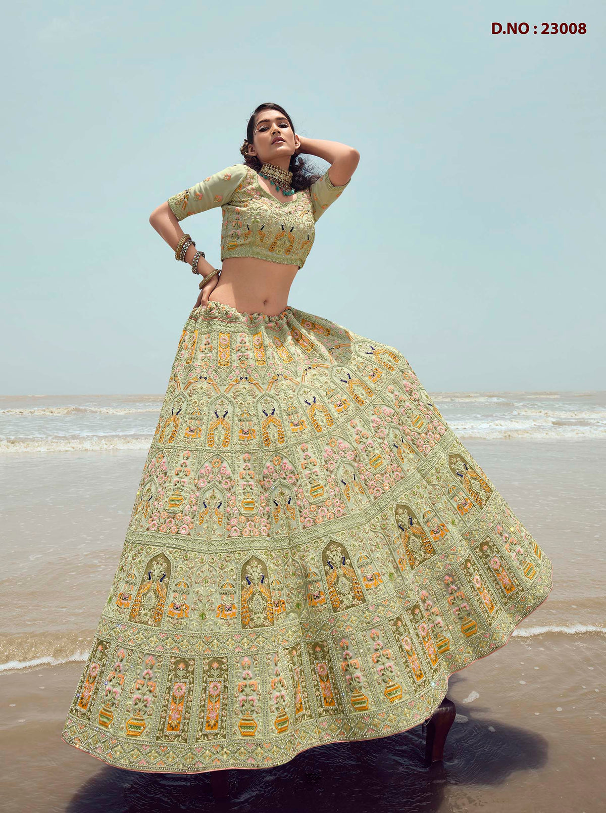 Latest Designer Pista Green Color Lehenga Choli For Woman - Joshindia