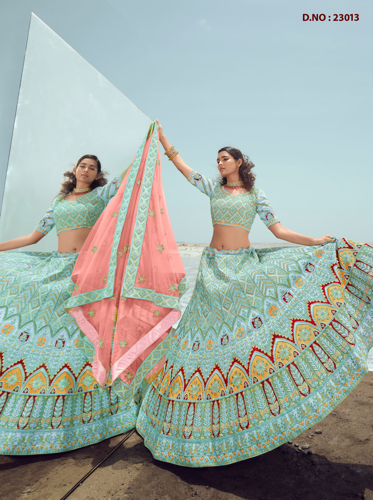 Latest Turquoise Color Lehenga Choli For Woman - Joshindia