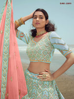 Latest Turquoise Color Lehenga Choli For Woman - Joshindia