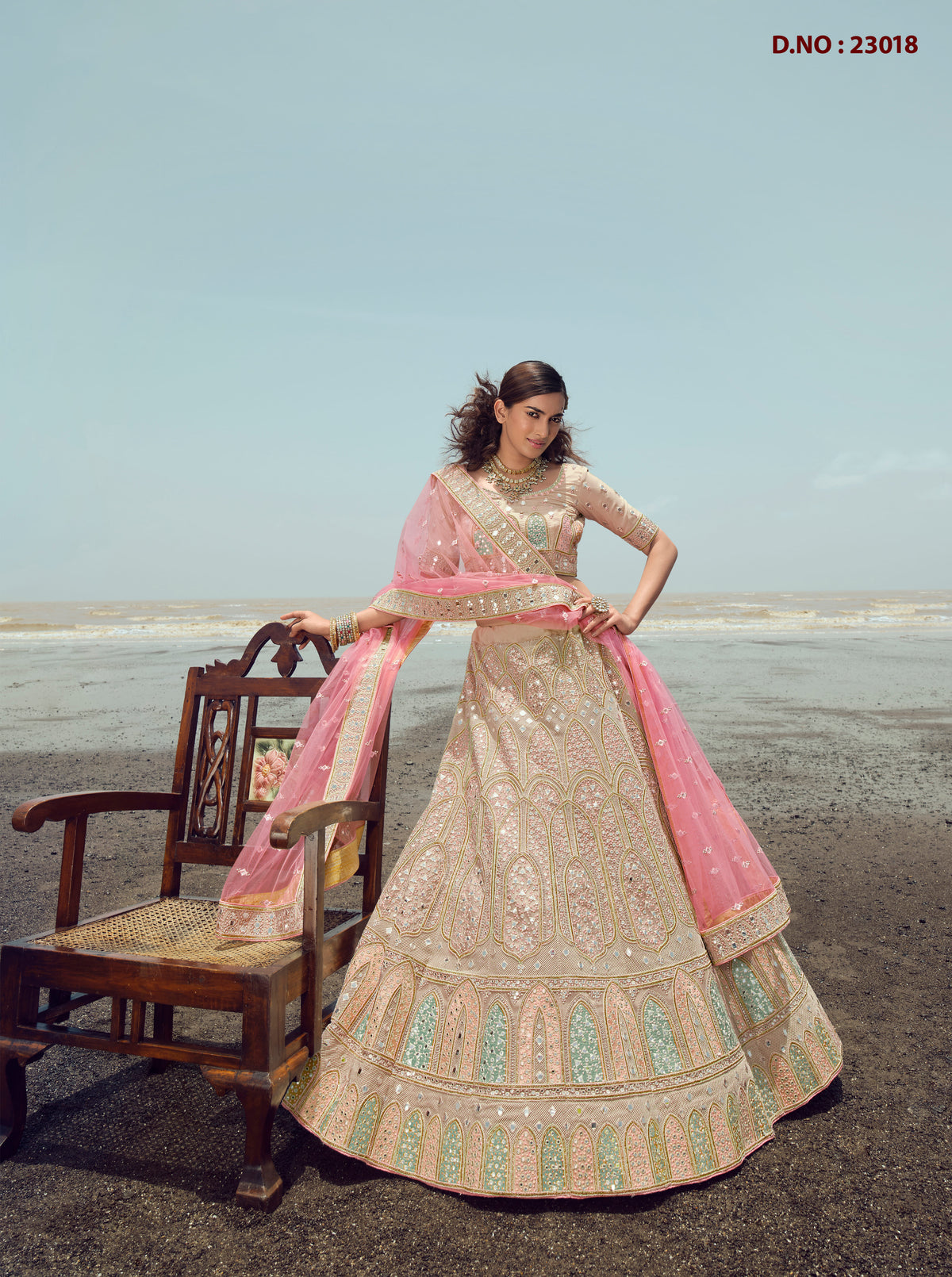New Designer Beige Color Lehenga Choli For Woman - Joshindia