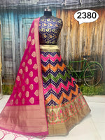 gorgeous golden and blue lehenga choli - Joshindia