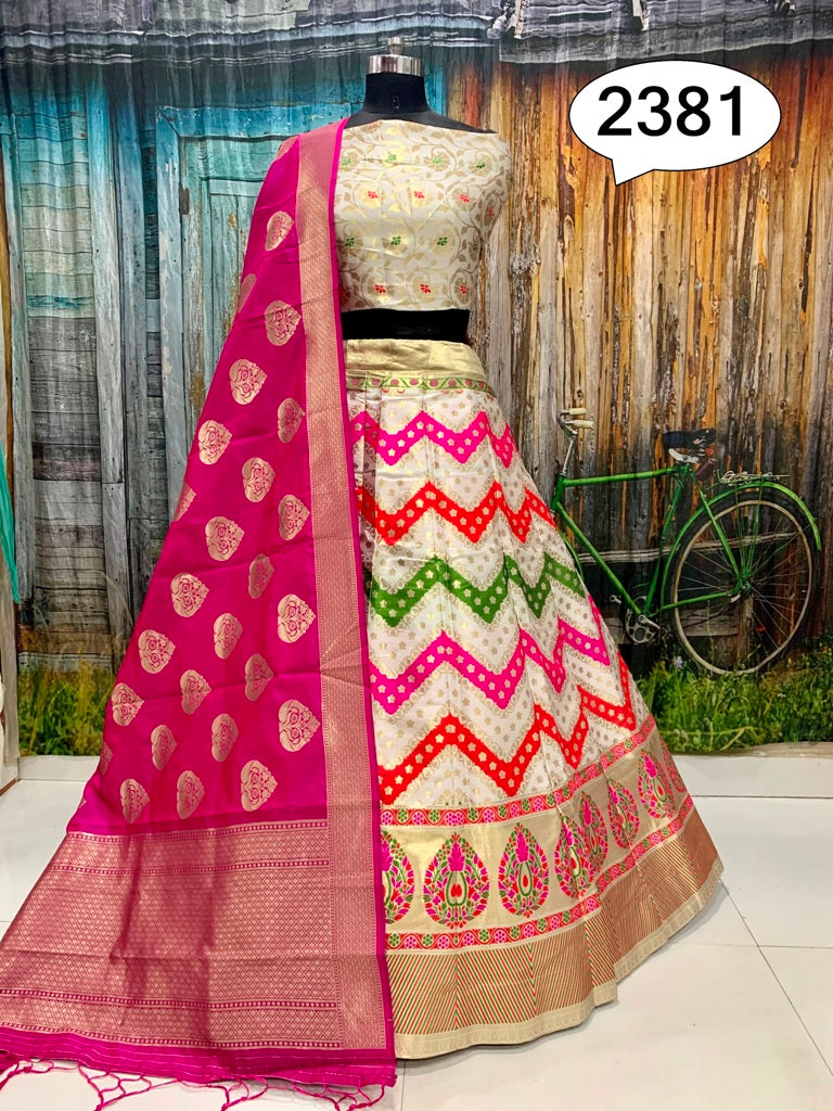 buy off white banarasi lehenga choli online - Joshindia