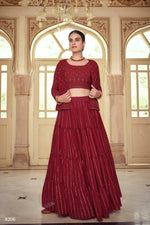 Latest Maroon Color Georgette Lehenga Choli With Shrug - Joshindia