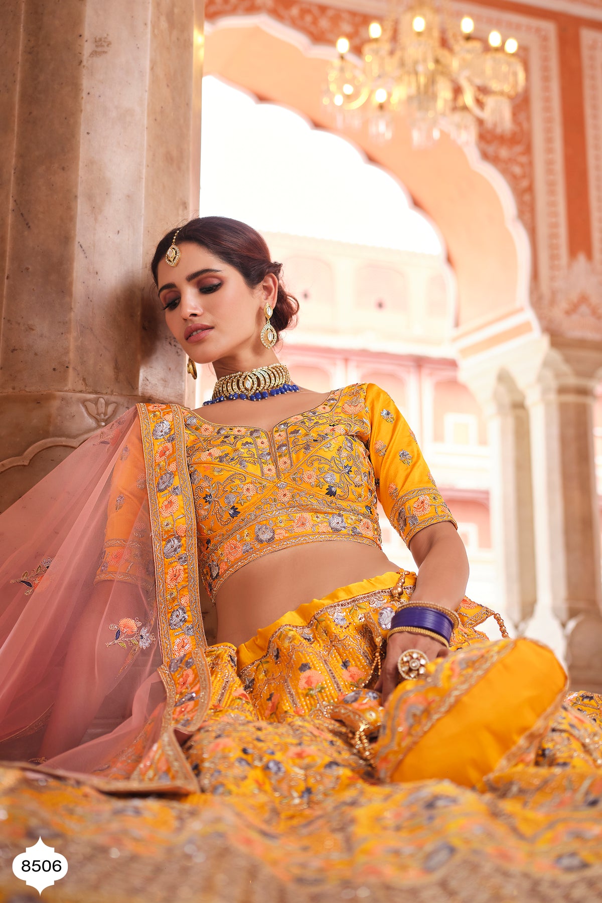 Yellow color heavy bridal lehenga for wedding function - Joshindia