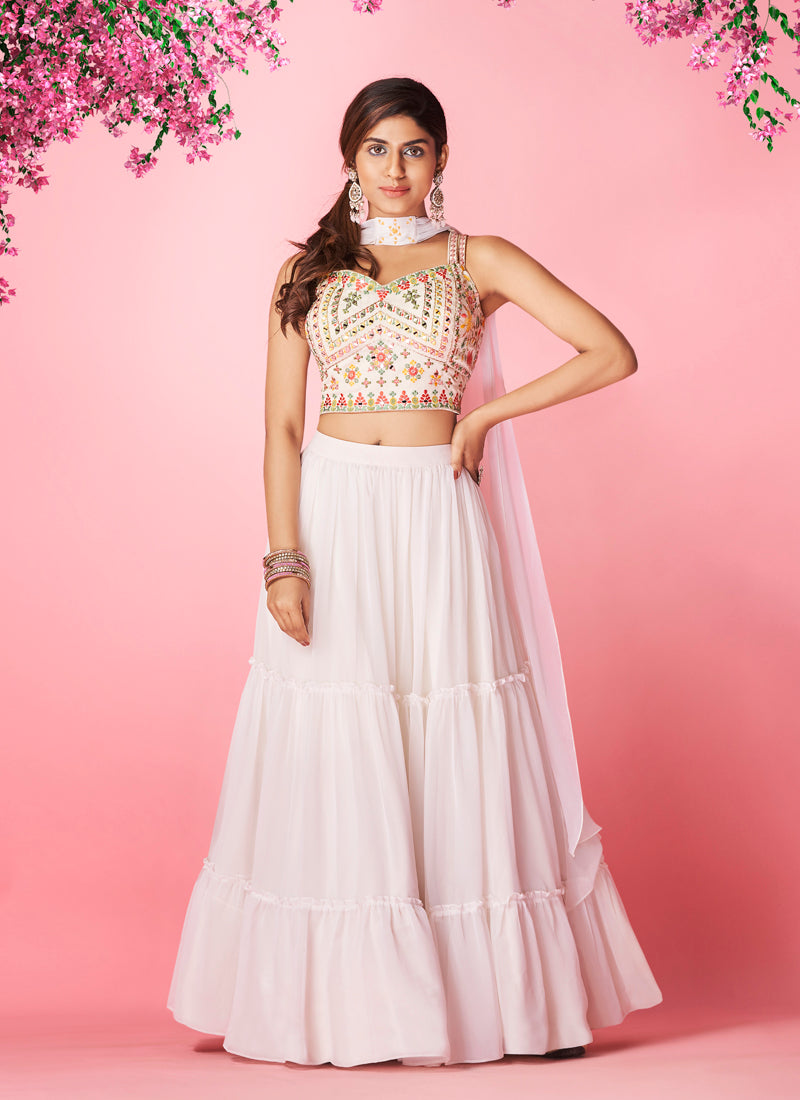 Beautiful White color lehenga at affordable price - Joshindia