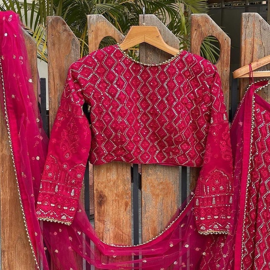 Rani pink color attractive lehenga choli design buy now - Joshindia