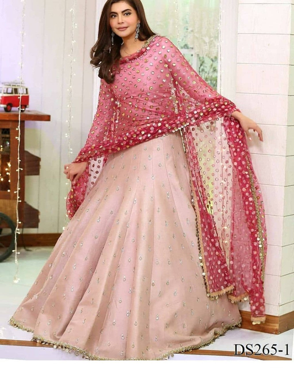 pink color designer embroidary sequence work lehenga choli - Joshindia