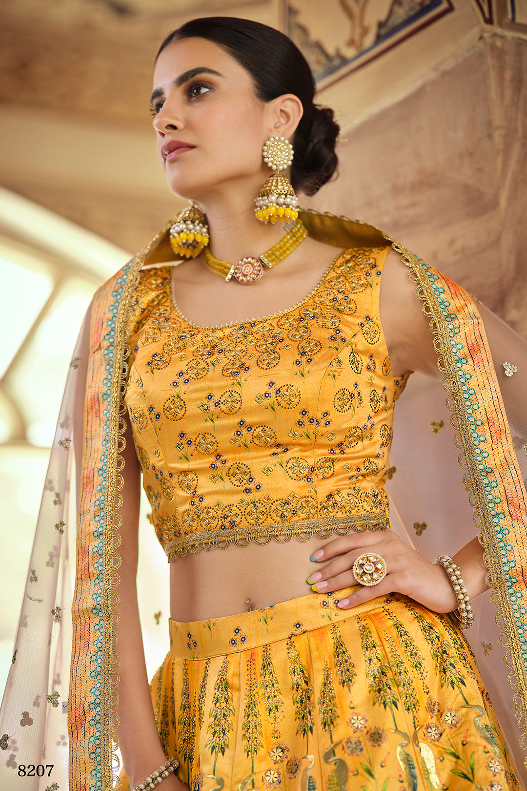 Masturd Color Gota Silk Lehenga Choli With Dupatta For Haldi Look - Joshindia