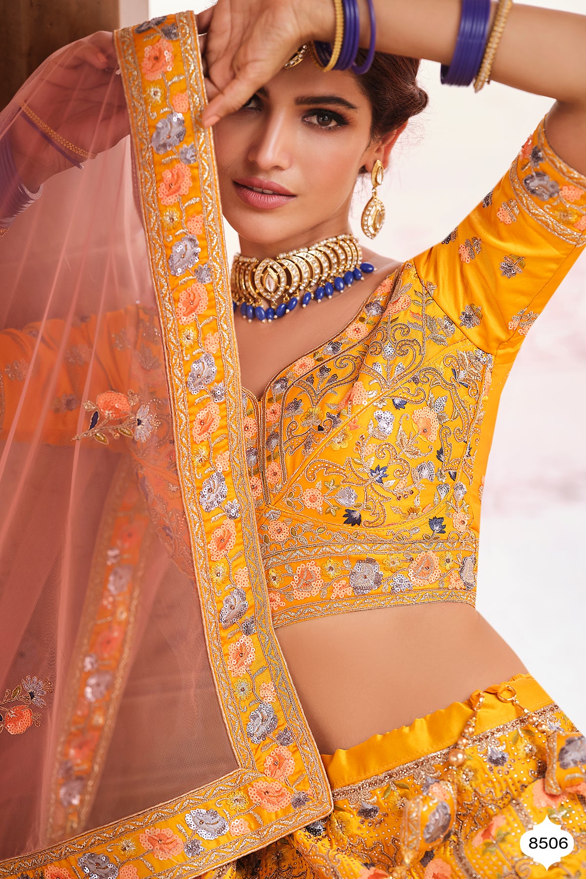Yellow color heavy bridal lehenga for wedding function - Joshindia