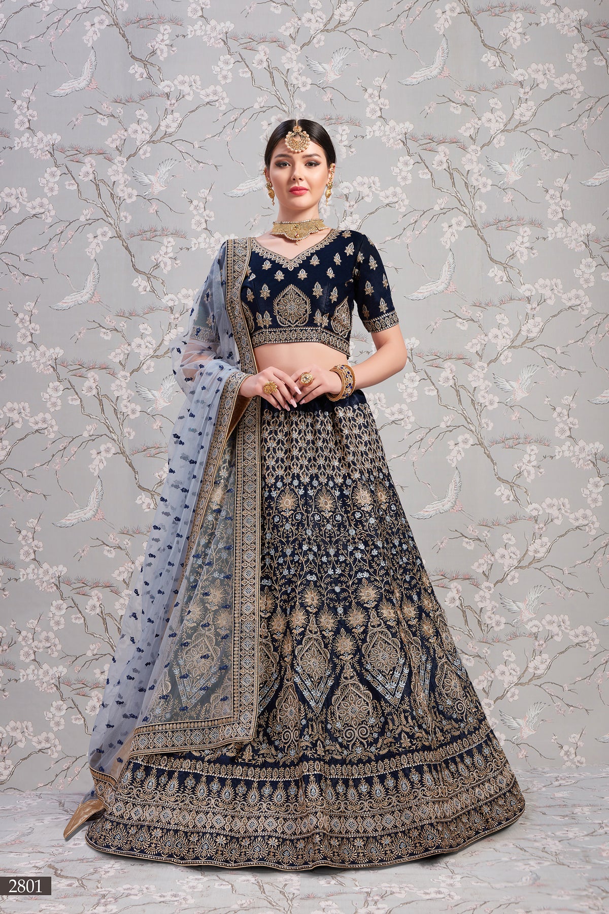 Buy navy blue color heavy designer lehenga choli online - Joshindia