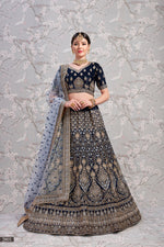 Buy navy blue color heavy designer lehenga choli online - Joshindia