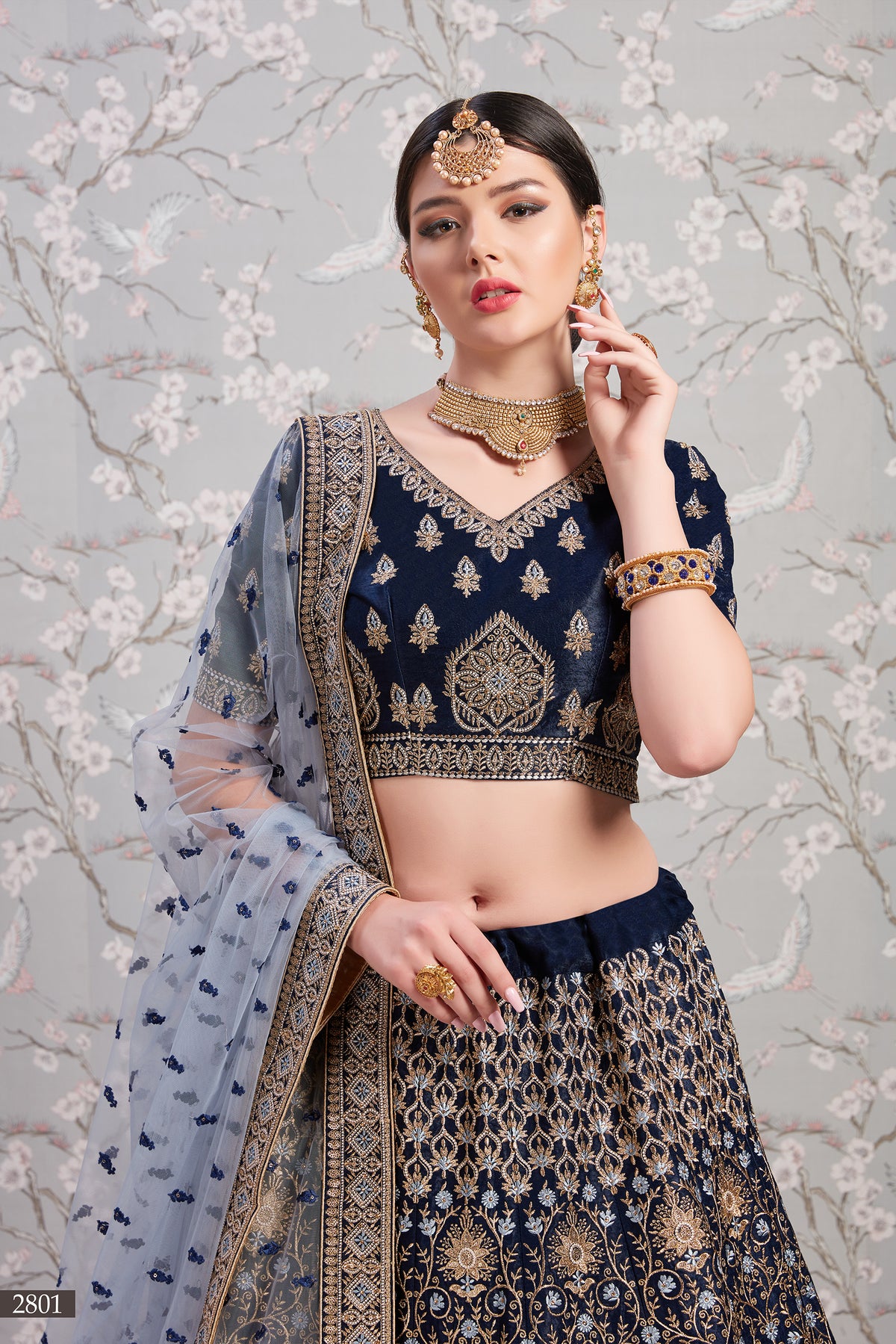 Buy navy blue color heavy designer lehenga choli online - Joshindia