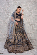 Buy navy blue color heavy designer lehenga choli online - Joshindia