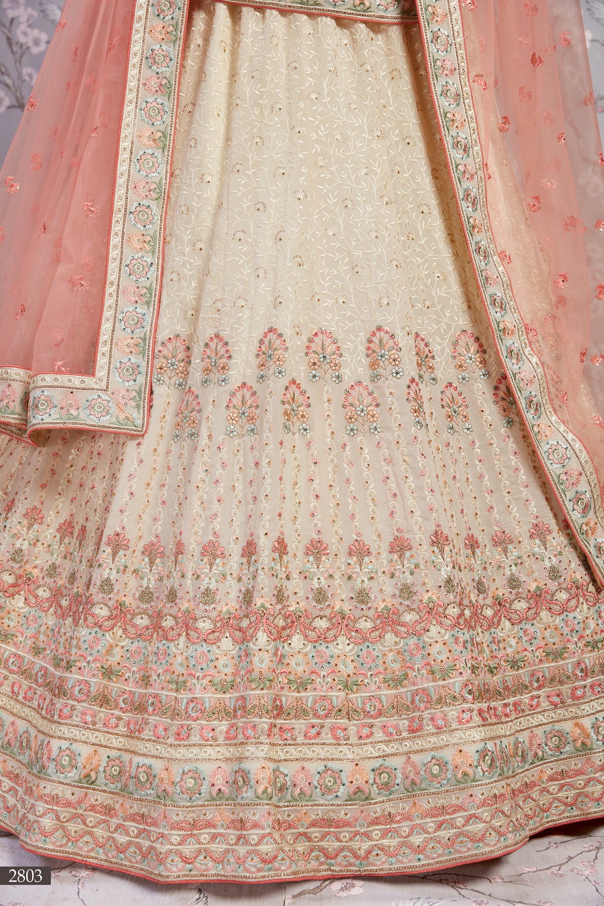 Beautiful beige color heavy designer lehenga choli for wedding - Joshindia