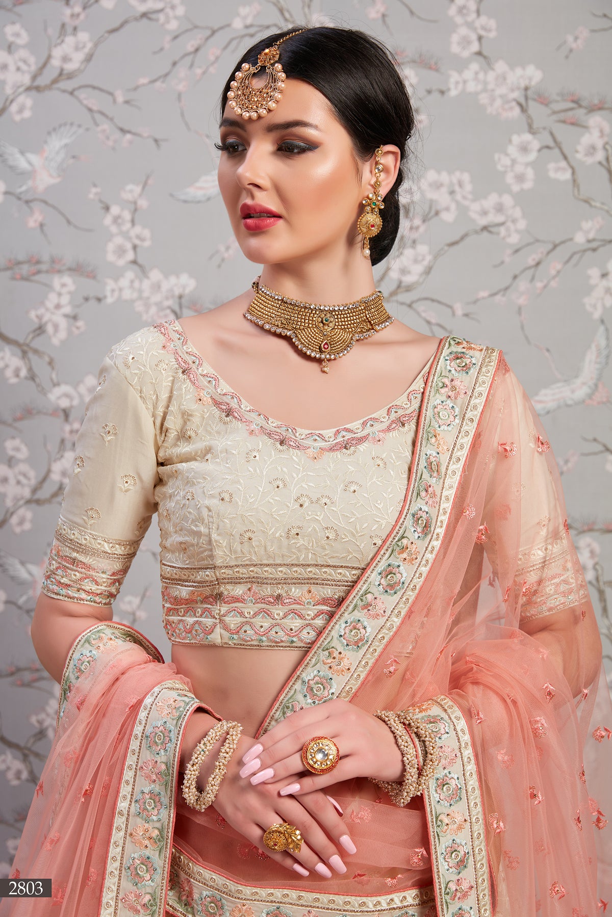 Beautiful beige color heavy designer lehenga choli for wedding - Joshindia