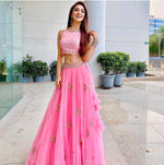 pink color designer net lehengacholi - Joshindia