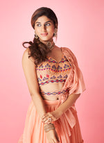 Beautiful peach color lehenga at affordable price - Joshindia