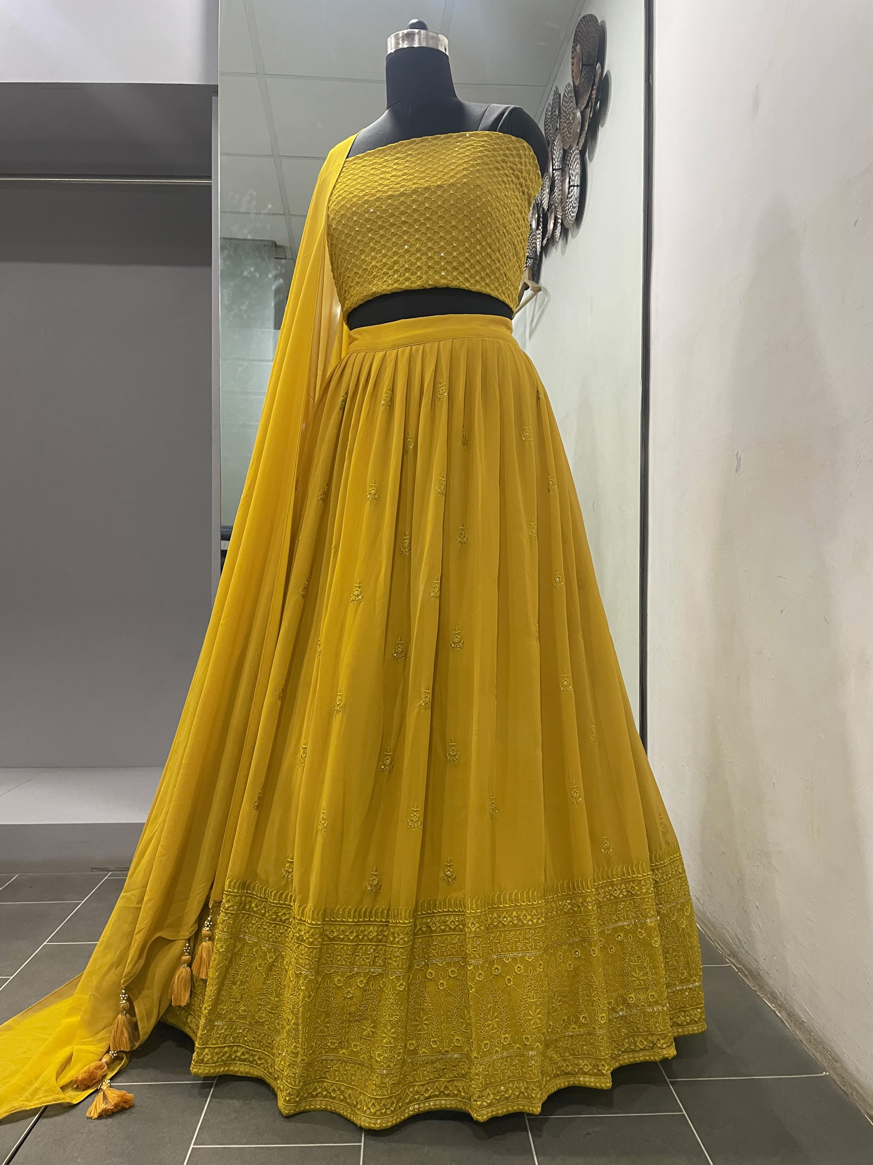 Lehenga Dress Haldi Function Designer Yellow Haldi Special