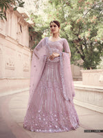 designer heavy pink silk digital printed indo western lahenga - Joshindia