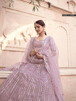 designer heavy pink silk digital printed indo western lahenga - Joshindia