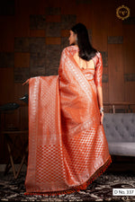 red color pure silk banarasi saree - Joshindia