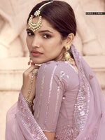 designer heavy pink silk digital printed indo western lahenga - Joshindia