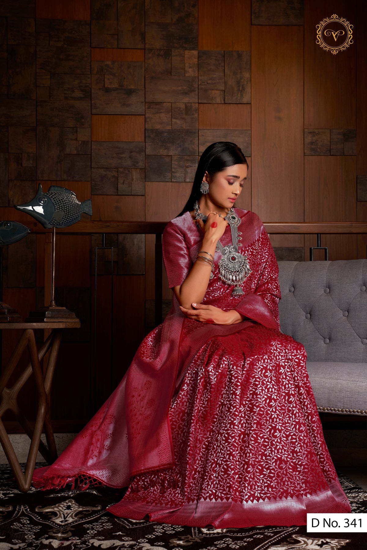 buy online maroon color designer embroidery silk saree - Joshindia