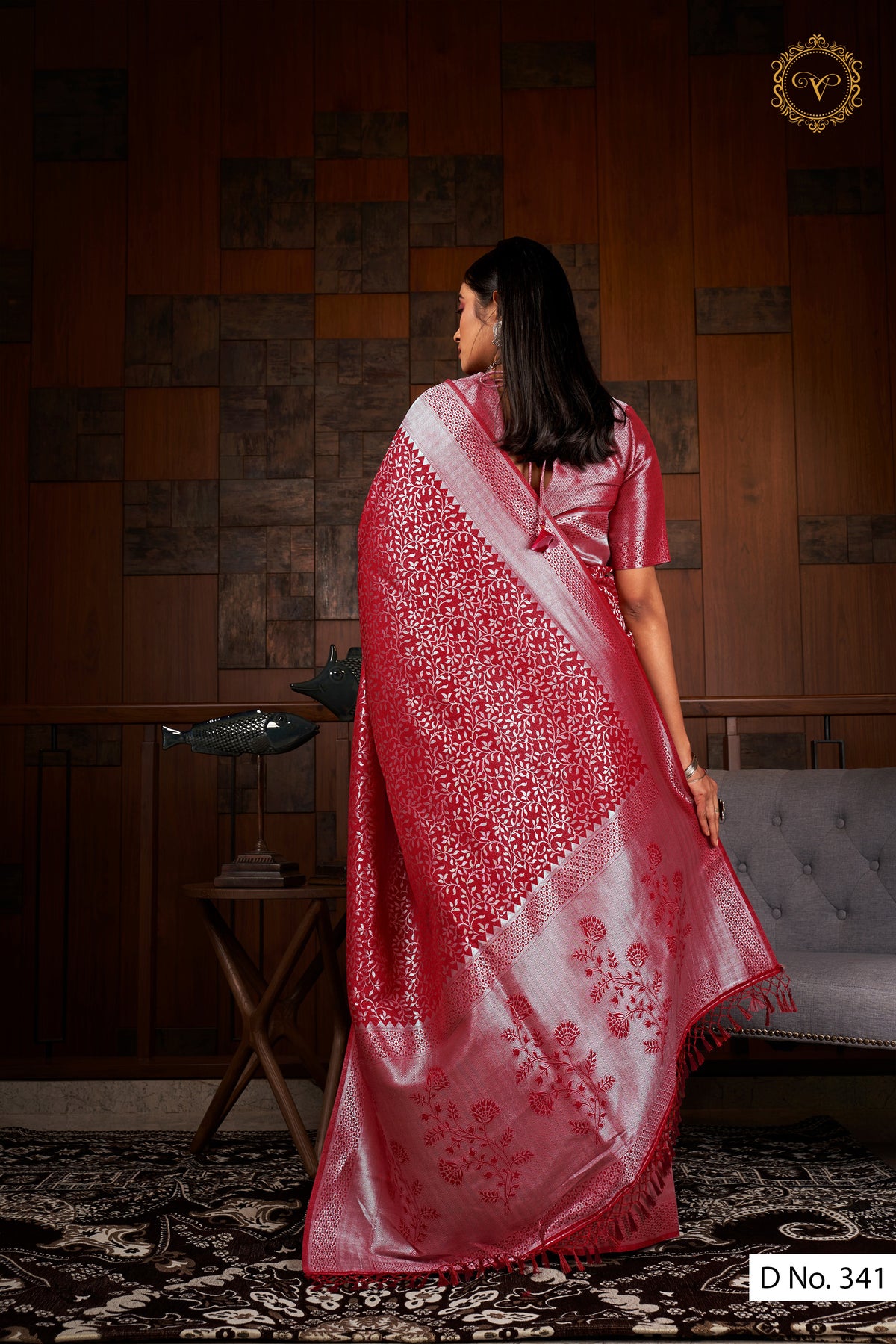 buy online maroon color designer embroidery silk saree - Joshindia