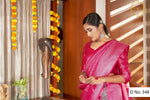 buy pink color pure silk banarasi saree - Joshindia