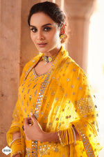 Buy latest Yellow color designer mirror work lehenga choli - Joshindia