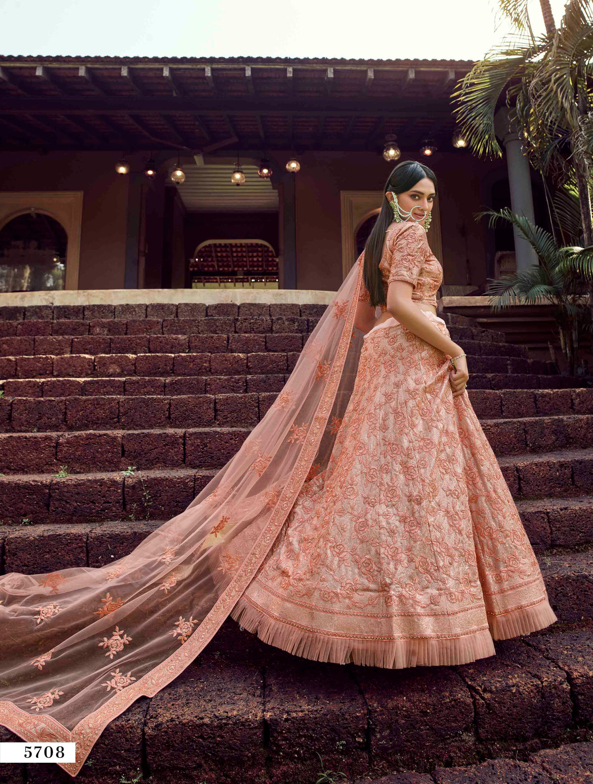 Peach Heavy designer lehenga choli for wedding buy now - Joshindia
