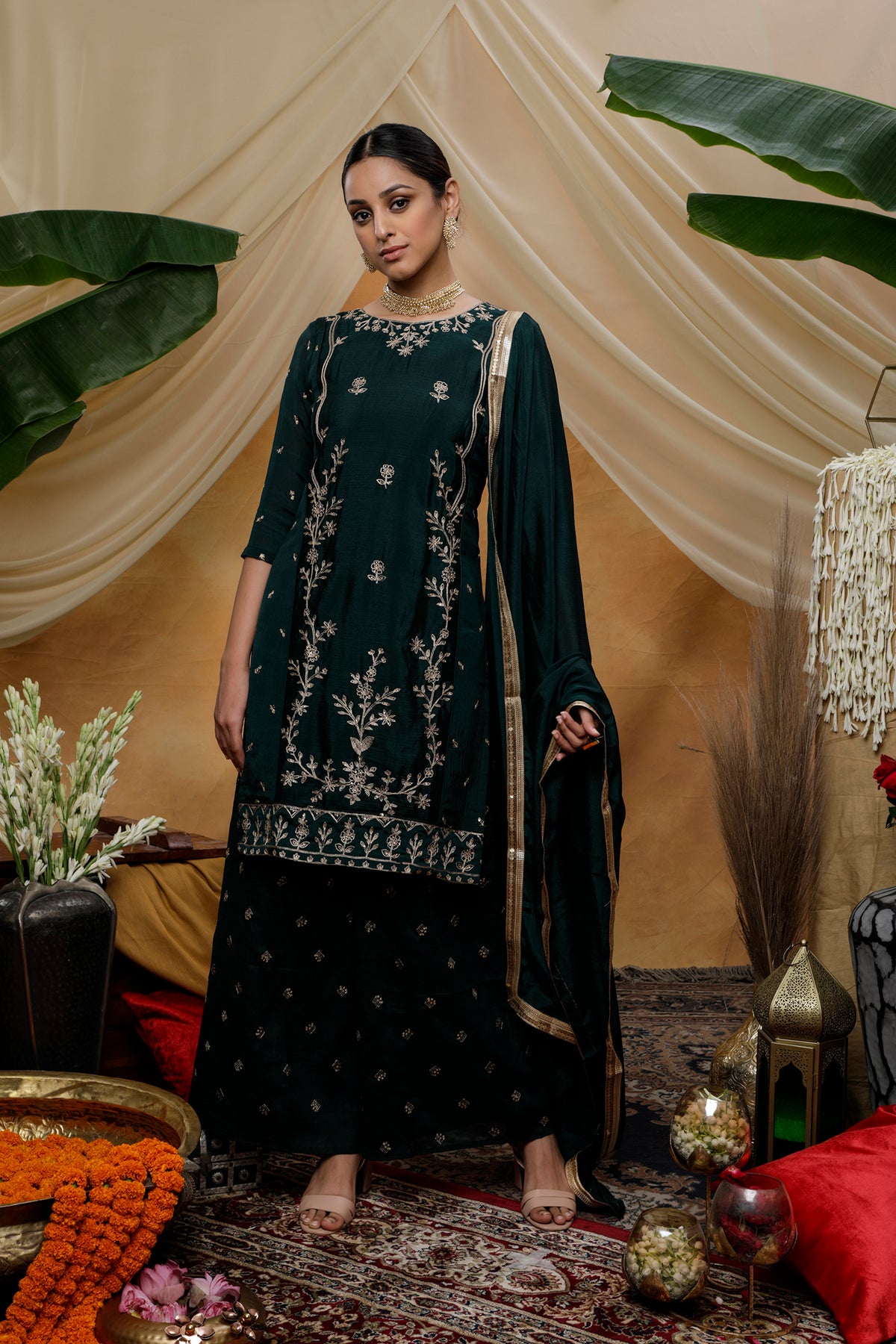 Green color designer salwar suitfor royal look buy now - Joshindia