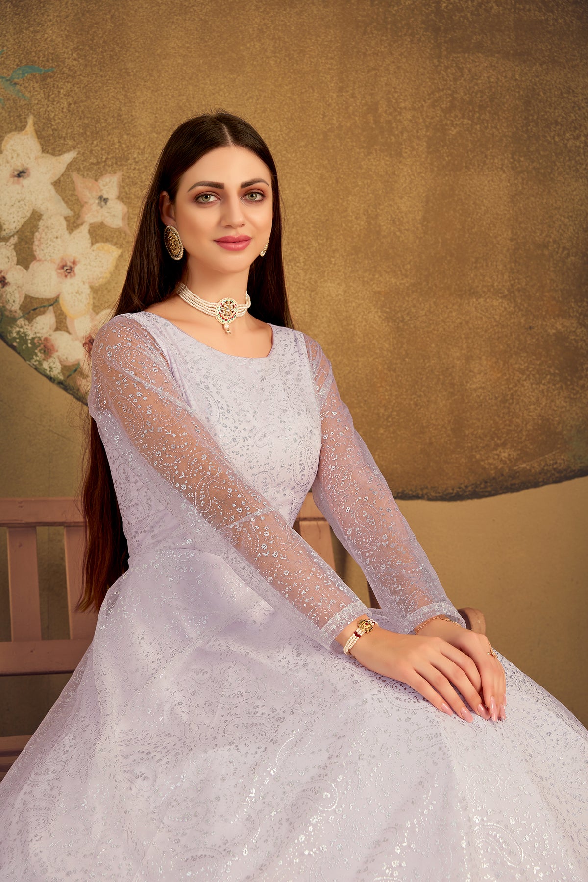 Trending lilac shade long gown buy now - Joshindia