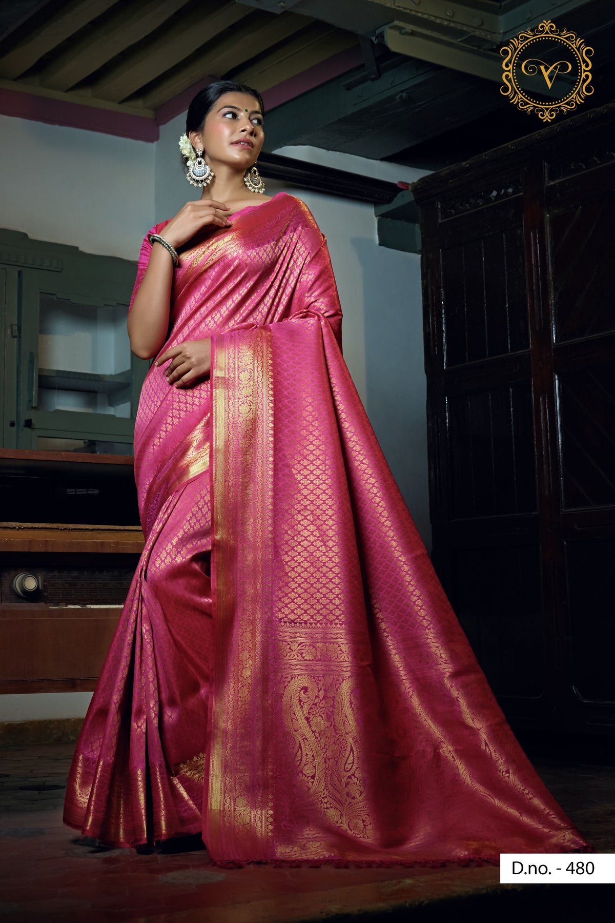 Trending pink color kanjiveram saree buy now - Joshindia