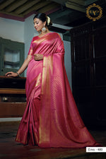 Trending pink color kanjiveram saree buy now - Joshindia