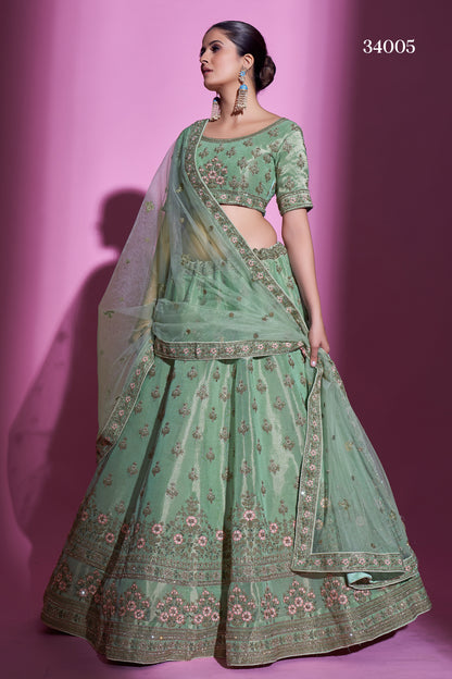Pretty Pista Green Color Designer Lehenga Choli Buy Now