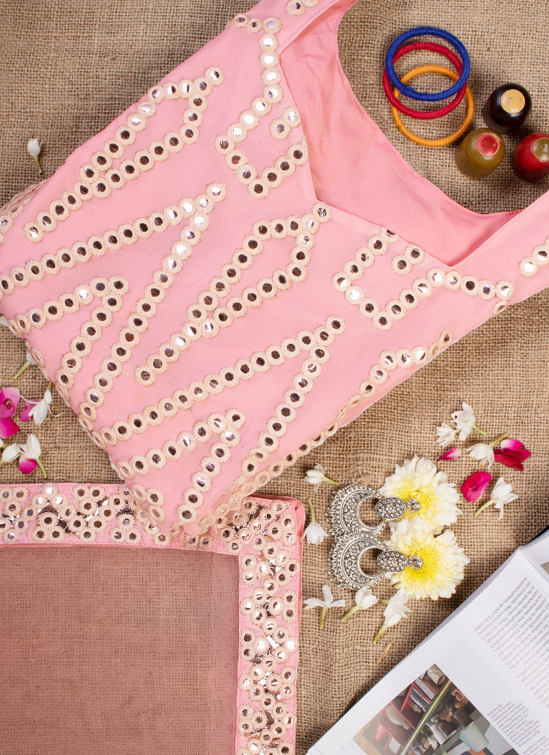 Baby Pink Georgette Designer Kurta Set - Joshindia