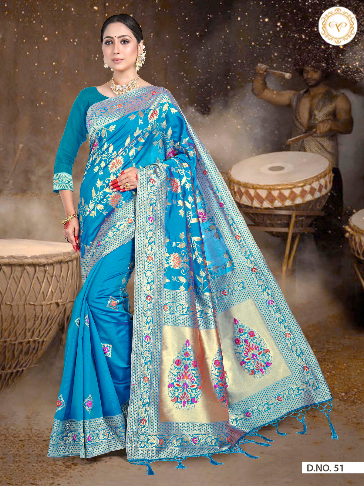 blue color silk saree - Joshindia