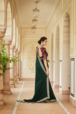 Amazing Drak Green Color Sequence Saree For Wedding Look - Joshindia