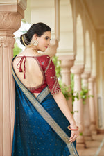 Amazing Teal Blue Color Sequence Saree For Wedding Look - Joshindia