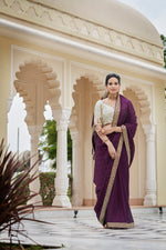 Amazing Purple Color Sequence Saree For Wedding Look - Joshindia