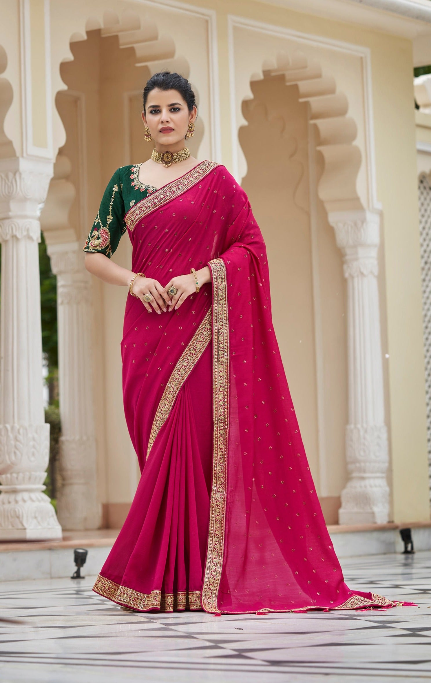 Amazing Dark pink Color Sequence Saree For Wedding Look – Joshindia
