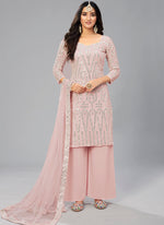 Baby Pink Georgette Designer Kurta Set - Joshindia