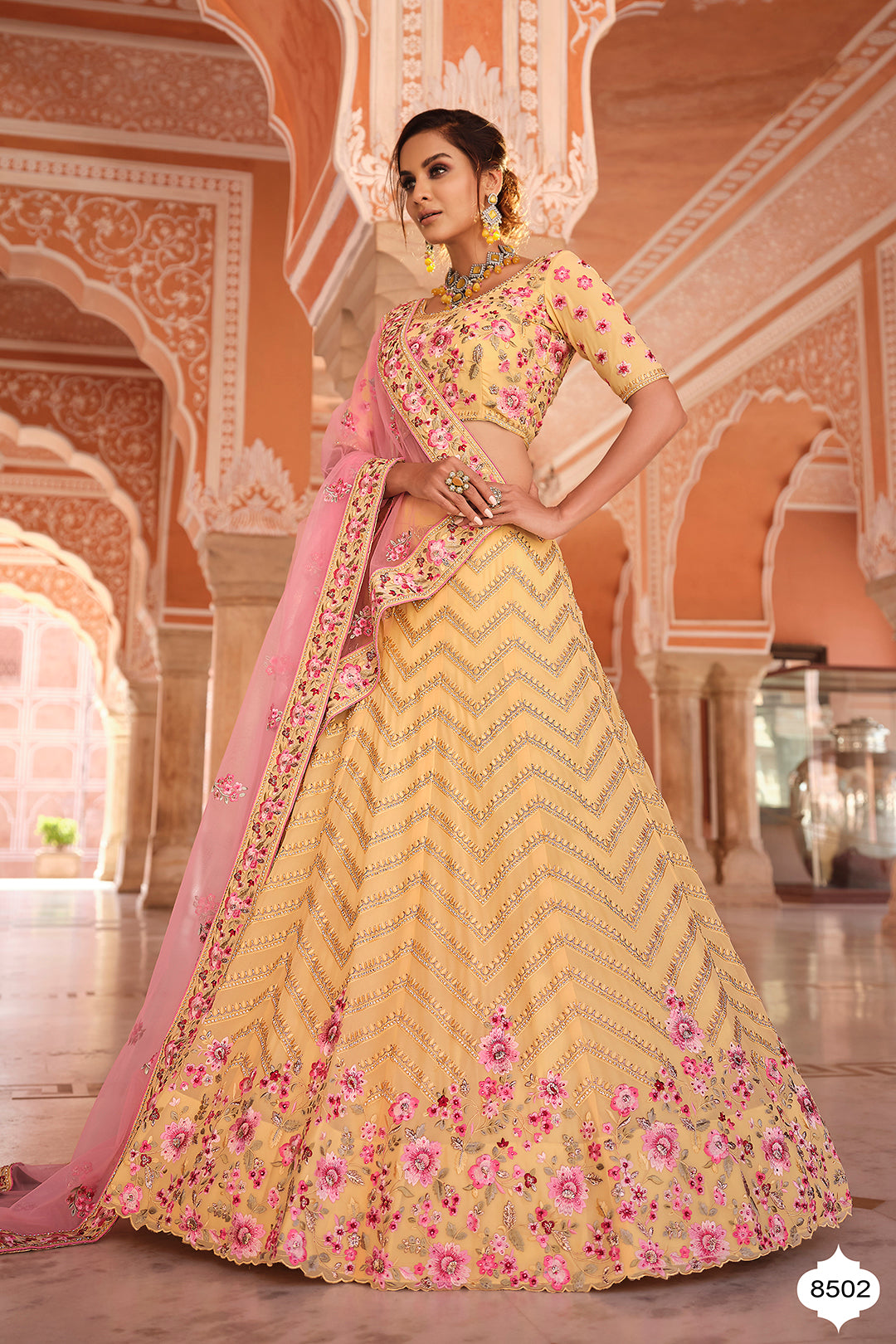 Buy yellow color designer lehenga choli at affordable price - Joshindia